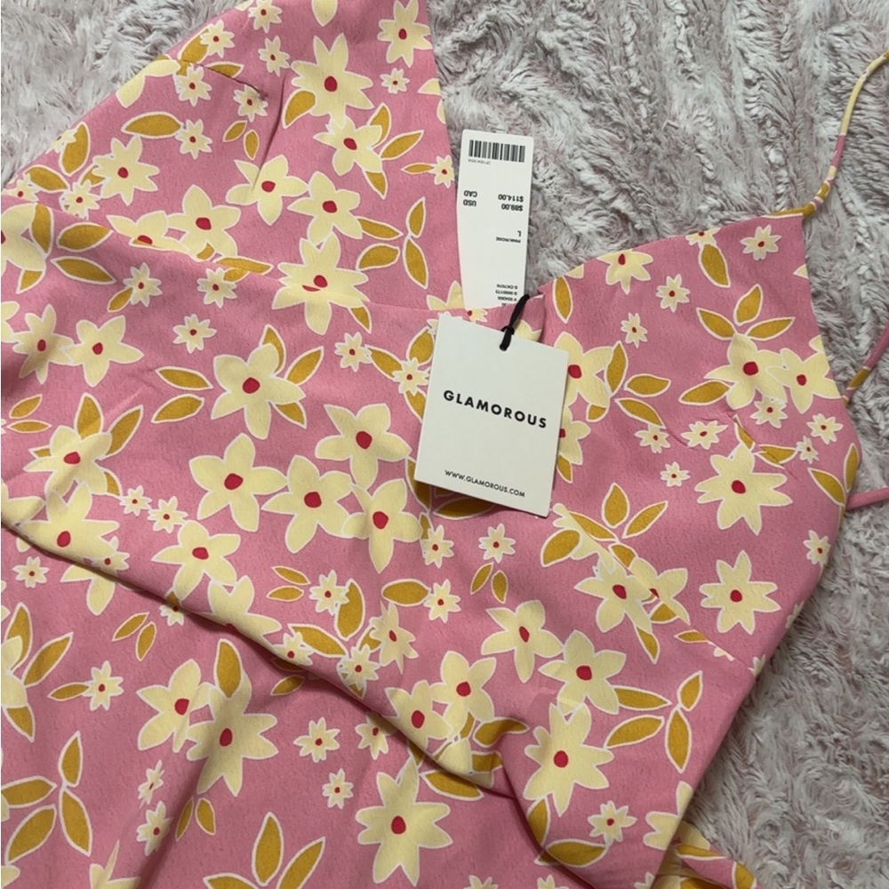 Glamorous Pink Floral Dress